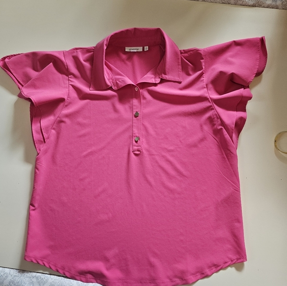 Chico's Tops - Chicos size 2 sz or 12-14 regular Sporty Golf shirt tech fabric hot pink